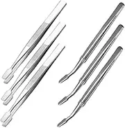 JEWEDECO Stainless Steel Hobby Tweezers Clip for Stamp Coin Lash Jewelry Tweezers Set