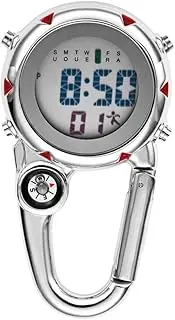 [Minkissy] 1Pc Carabiner Watch Clip Quartz with Compass for Outdoor Activities Durable Portable Design for Climbing Diving and More