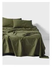 [Linen House] Terra Organic Cotton Sheet Set in Olive