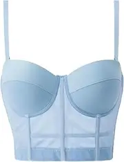 [generic] Mesh Push Up Bralet Women Corset Bustier Bra Night Club Party Long Sexy Cropped Top Vest Plus Size Tank Top Women Corset