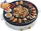 2-in-1 Electric BBQ Grill & Hotpot, Smokeless Oven, AU Plug, White