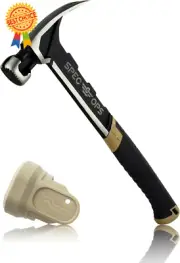 22oz Framing Hammer, Rip Claw, Milled Face, Shock-Absorbing Grip, Black/Tan
