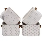 Collapsible Small Canvas Fabric Storage Basket with Handles, Square Mini Stor...