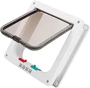 Durable and Stylish Pet Door Frame 4-Way Locking for Dogs and Cats, White, S