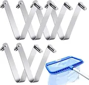 6 PCS Pool Pole Clips,Pool Brush Clip,Stainless Steel Universal V-Clip for All Swimming Pool and Spa Skimmer Nets,Leaf Rake,Brushes or Pool Supply,Works for Inground Pools or Above Ground