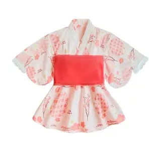 【Baby 童衣】任選 日式和服浴衣洋裝 印花圖案浴衣洋裝 60364(紅櫻花)