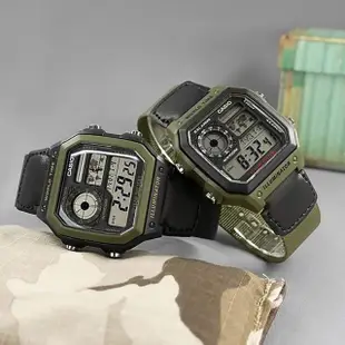 【CASIO 卡西歐】AE-1200WHB 空中飛人 迷彩方形 世界地圖 多時區 電子錶 膠錶 手錶(防水100米)