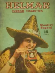 HELMAR TURKISH CIGARETTES WOMAN HAT HEAVY DUTY USA MADE METAL ADVERTISING SIGN