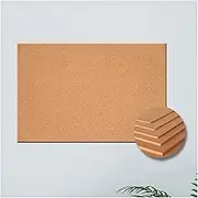 Cork Bulletin Board Tiles for Office Home Decor Rectangular Cork Sheet Roll with Hanging Pins Pack of 6 (2mm Woody Design)