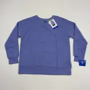 Mondetta Ladies' Scuba Long Sleeve Crewneck Sweatshirt Pullover, Purple Large