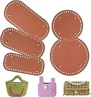 PU Leather Bag Bottom Shaper, 5 Pcs Crochet Bag Bottom Shaper Pad with Holes, Knitting Bag Nail Bottom Shaper for Handbag Shoulder Bag Purse DIY Accessories, Round & Oval & Rectangle