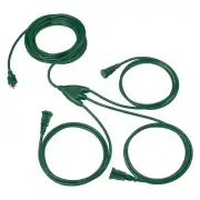 1 to 3 Cord Splitter 25 ft Total 3 Way Plugs Outdoor Extension Cord 13 ft End...