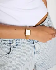 [Rosefield] Rosefield Women's Octagon Xs Watch in White/Light Brown/Gold One Size White/Light Brown/Gold