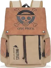 [FCMTFV] One Piece Backpack, One Piece Anime Backpack, Laptop Backpack Luffy Canvas School Bag, School Backpack Children, brown, Mittelgroße