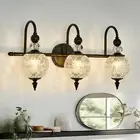 Vintage Bathroom Light Fixtures Black Vanity Light with Glass Globe LampShade 3