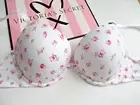 VICTORIA'S SECRET PINK Super Push-Up Bra VS Optic White Floral 36B Plunge NWT