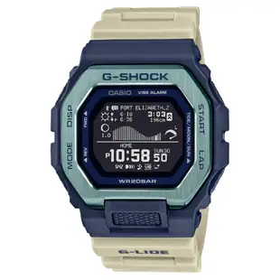 CASIO 卡西歐 G-SHOCK 潮汐日光月相 LCD寬錶面 智慧藍芽電子錶 GBX-100TT-2 藍米