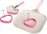 Paris Hilton Breakfast Set Square Griddle, Mini Heart Pan, Pink