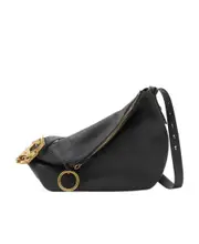Burberry Medium Knight Ring Detailed Shoulder Bag One size black