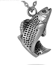 DOTUIARG Fish Pendant Cremation Jewelry Ashes Urn Keepsake Memorial Urn Necklace for Ashes Stainless Steel Necklace