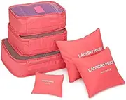 [Go2buy Australia] Go2buy 6pcs Travel Luggage Organizer Set Backpack Storage Pouches Suitcase Packing Bags (Peach Red)