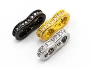 CZ Micro Pave Double Strand Space Beads, Cubic Zirconia Big Hole Spacer Beads,