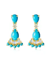 Nina Zhou Jewelry 14K 3.14 ct. tw. Diamond & Turquoise , Moonstone Drop Earrings
