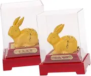 2pcs Golden Rabbit Chinese Zodiac Figurines Bunny Year Decorations Fortune Rabbit Figurine Lucky Bunny Statue Table Decorations Bunny Decor 4s cast Ingots Business