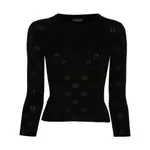 [Balenciaga] Balenciaga BB-pattern Open-knit Jumper XS BLACK