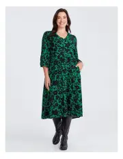 [Taking Shape] Natural Button Through Dress in Multi