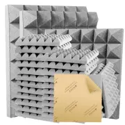 Pyramid Acoustic Panels 12" X 12" X 2" Sound Proof Foam Panels 36 Pack Grey