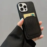 在飛比找ETMall東森購物網優惠-黑色皮紋卡包適用蘋果14pro手機殼插卡iPhone13口袋