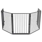 Fireplace Screen Fire Guard Safety Barrier Panel With Gate Pets Kids Fence