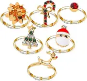 Holibanna Cute Christmas Tree Ring 6pcs Metal Kids Ring Toy for Party Accessories