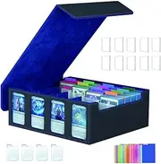 4-Row Trading Card Storage Box, Bulk Card Case for 3200+ Mtg tcg Magic Soprts Playing Game Card Organizer, Commander Deck Box with 4 Supporters 24 Dividers Strap+10 Top Loaders for Cards