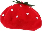[Healvian] Adorable Wool Strawberry Beanie for Comfortable Beret Hat for Parties Cosplay Photography Headgear for Fun Occasions