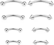 [Lcolyoli] 14G Snake Eyes Piercing Jewelry Tongue Curved Barbell Surgical Steel Small Belly Button Ring Eyebrow Piercing Jewelry Vertical Labret Lip Jewelry for Women Men Bar Length 8mm 10mm 12mm 14mm
