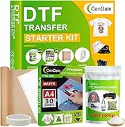 DTF Transfer Kit - A4 DTF Film & Powder, 30 Sheets, 14oz White Medium Powder, Direct-to-Film Transfer for Any Fabric