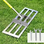 Lawn Leveling Rake, 30 x 10 inch Lawn Leveler Rake with Adjustable Stainless Steel Handle, Lawn Level Tool for Soil with Handle for Yard, Garden, Golf Leveling, 6.5FT