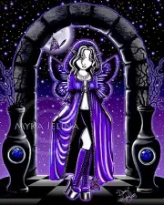 Blue Moon Fairy Butterfly Gothic Faerie Signed Print DEMI Myka Jelina Art