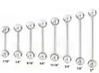 10pcs Wholesale Surgical Steel Tongue Ring & Nipple Ring Barbell 14G 7/16" to 1"