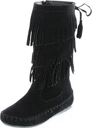 [Link] CANDICE-16K Children Girl Comfort Three Layers Fringe Mid Calf Boots