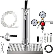 NJDQFA Kegerator Tower Kit, Stainless Steel Beertaps Conversion Kit, with Dual Gauge Regulator and Coupler, for Bar, Home Party,[a] Single tap Beer Tower Set
