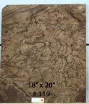 Walnut Burl wood veneer 18" x 20" raw no backing 1/42" thickness AAA grade # 119