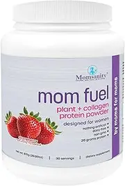 Momsanity Dairy-Free Meal Replacement Protein Powder for Women - Plant & Collagen Protein Blend | 20g Protein (Strawberry)