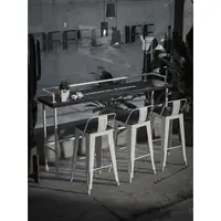 在飛比找蝦皮商城精選優惠-MK 工業風桌椅組合 奶茶店實木吧台桌 酒吧桌椅組合 家用創