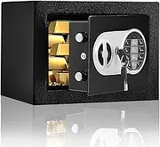 Safe Box, Electronic Safe Box with Keypad & Keys for Money, Cash and Coin, Security Mini Safe for Kids Personal Items for Hotel, House, 0.236 Cu.Ft.