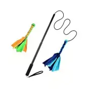 Interactive Dog Toys - Extendable Flirt Pole with 2pcs Fleece Lure new blue