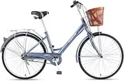 Low-Span Pedal Bicycle, Protective Chain Box + Large-Capacity Basket, All-Terrain Student Commuter Bike
