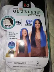 New Bobbi Boss 13x6 Glueless Lace Frontal Wig - Yumi DARK BROWN Pre Plucked